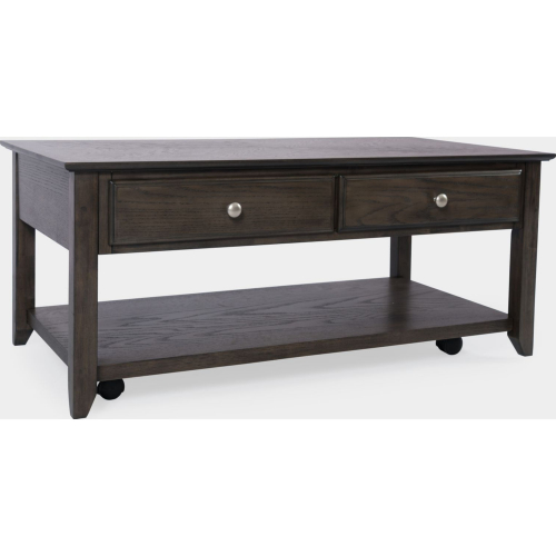 Modern Espresso Four Drawer Coffee Table in Grey Brown Wood